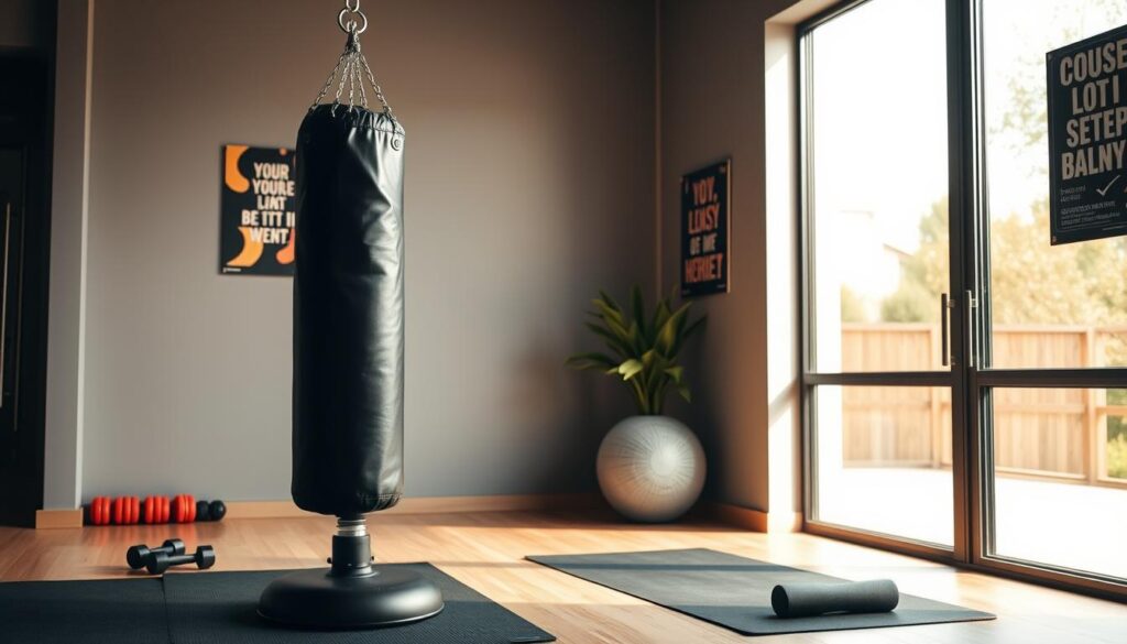 freestanding punching bag setup