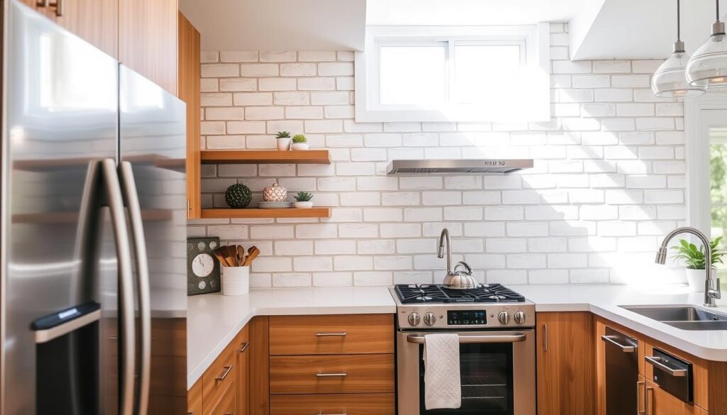 light brick backsplash